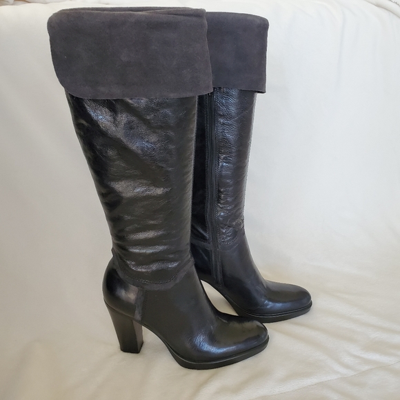 Nine West Shoes - Nine West Calimesa Black Leather Fold Over Boot